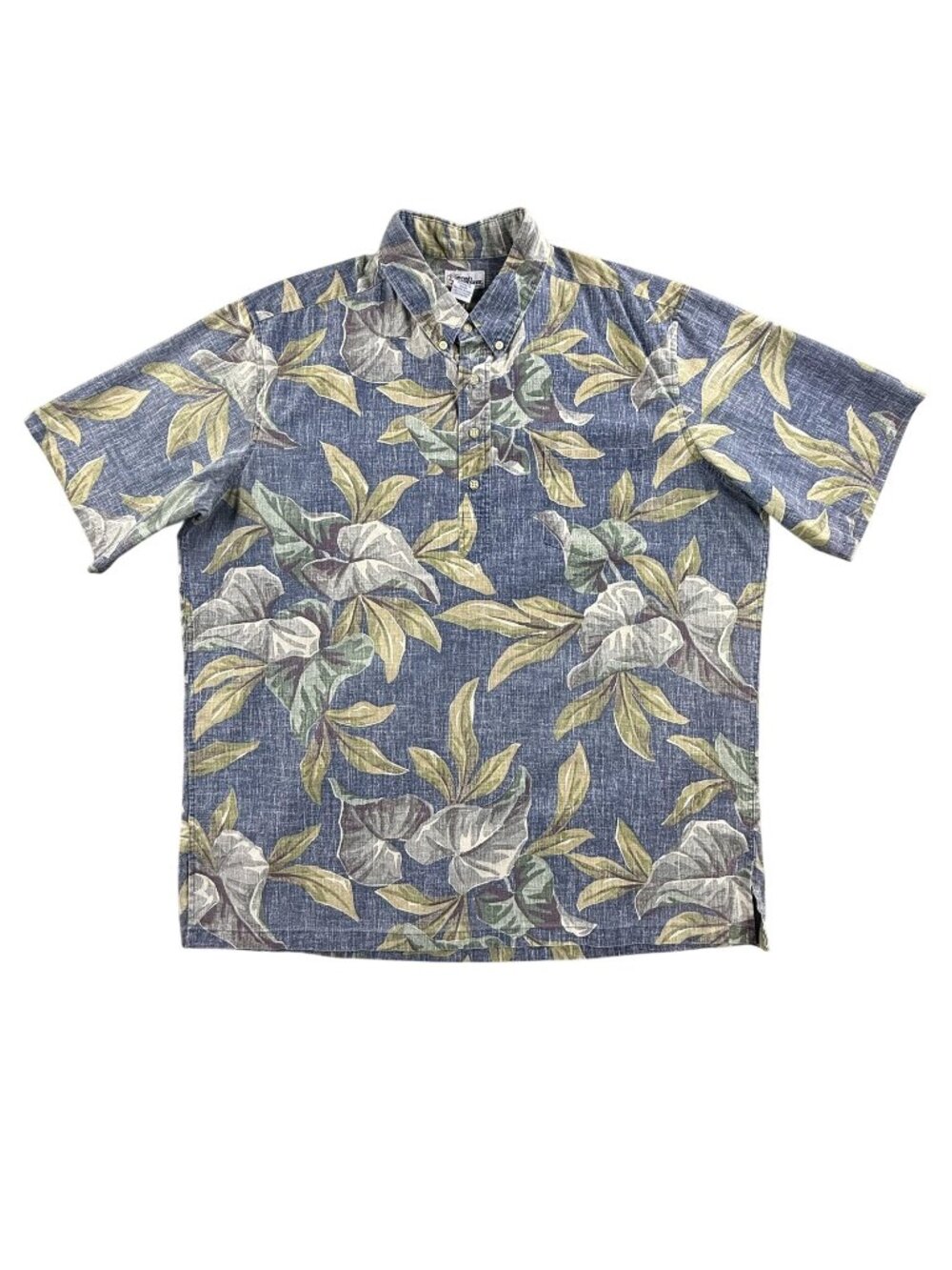 Vintage Reyn Spooner Shirt Mens 2XL Blue Floral Hawaiian Tropical Short Sleeve